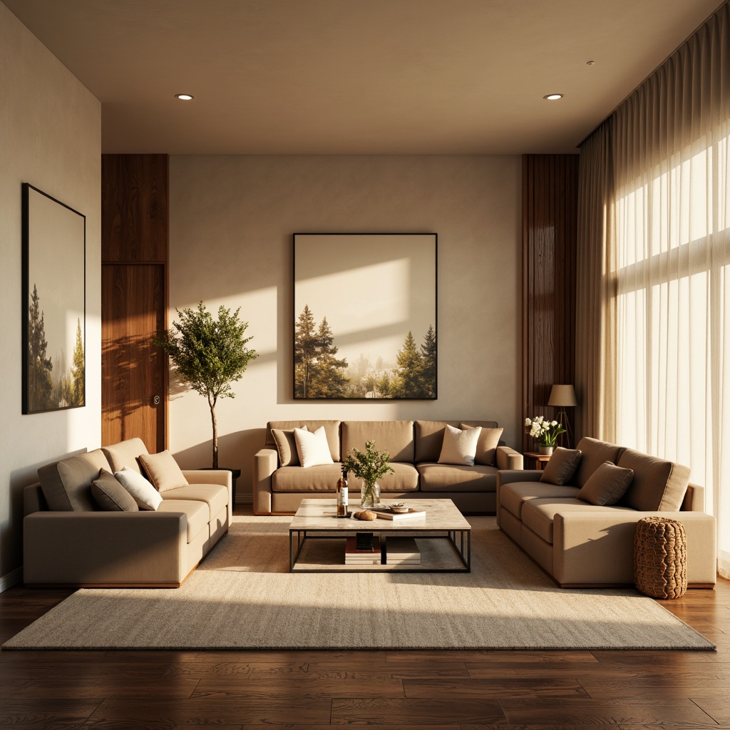 Prompt: Cozy living room, warm beige walls, rich walnut wood flooring, comfortable velvet sofas, soft golden lighting, natural linen curtains, plush area rugs, elegant marble coffee tables, minimalist decor, calming atmosphere, morning sunlight, 1/2 composition, subtle color contrast, realistic textures, ambient occlusion.Let me know if you need any adjustments!