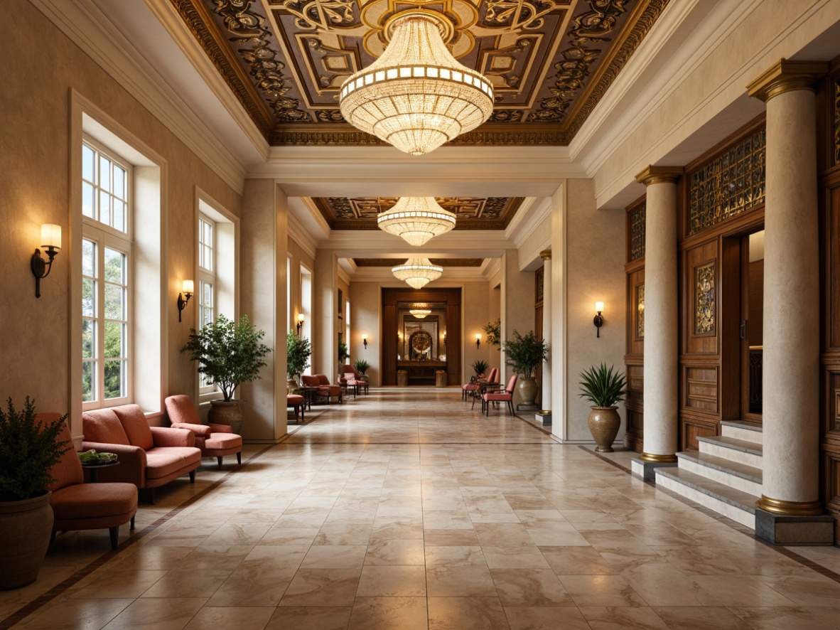 Prompt: Elegant basement, neoclassical architecture, marble flooring, polished stone surfaces, intricate mosaics, ornate metalwork, grand chandeliers, warm ambient lighting, soft creamy colors, classic columns, ornamental moldings, luxurious furnishings, velvet textiles, gilded accents, sophisticated color palette, high-contrast ratio, 1/1 composition, dramatic shadows, realistic reflections.