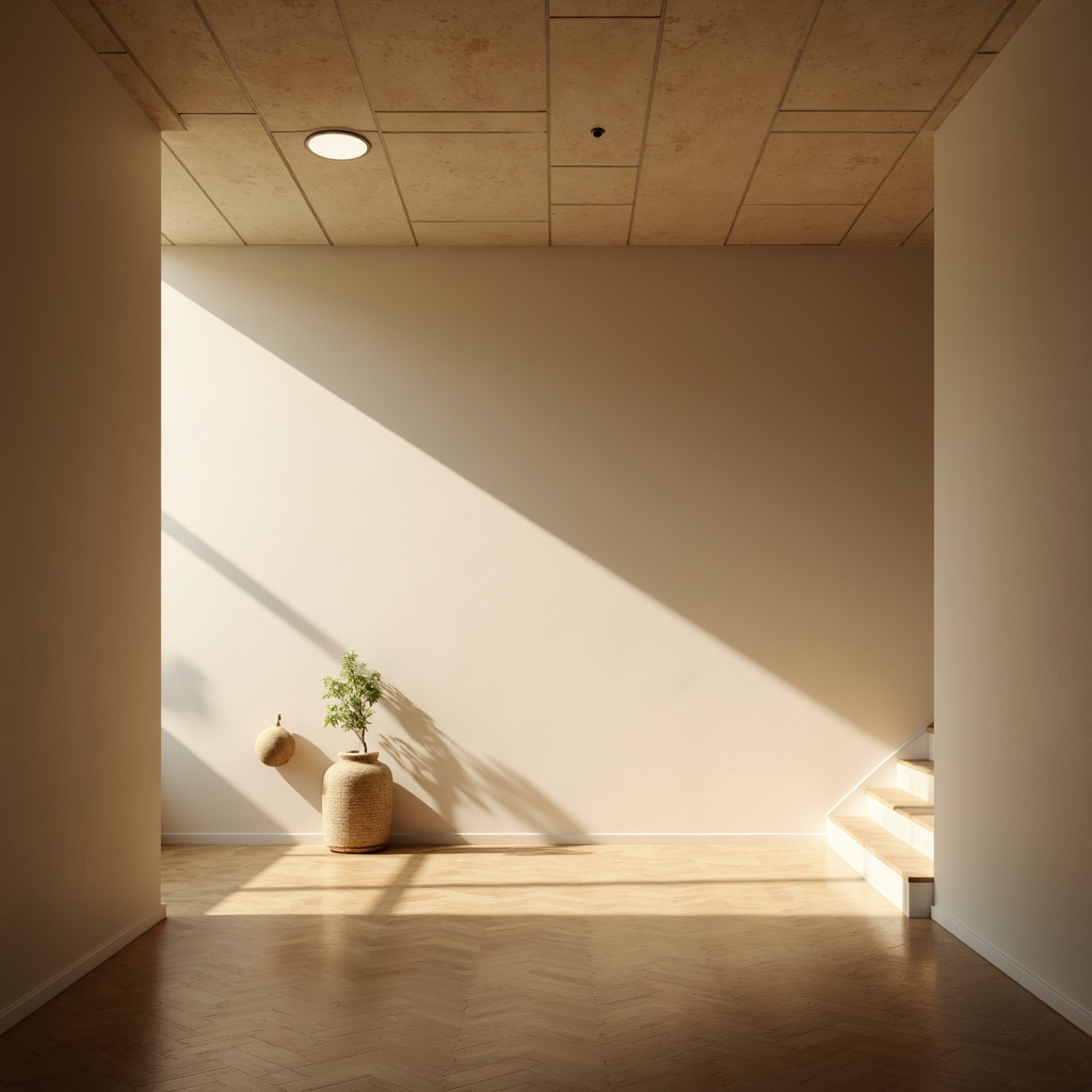 Prompt: Soft warm glow, natural daylight, minimal fixtures, recessed lighting, hidden LED strips, subtle shadows, clean lines, monochromatic color scheme, matte finishes, simple shapes, empty space, calm ambiance, soft focus, shallow depth of field, 1/1 composition, realistic textures, ambient occlusion.