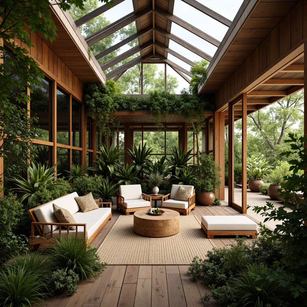 Prompt: Tropical interior, lush greenery, natural materials, wooden accents, rattan furniture, woven textiles, earthy tones, warm lighting, large windows, sliding glass doors, cross ventilation, high ceilings, clerestory windows, solar tubes, skylights, air circulation systems, evaporative cooling, misting systems, natural convection, tropical plants, humid climate, warm breeze, soft diffused light, shallow depth of field, 1/1 composition, realistic textures, ambient occlusion.