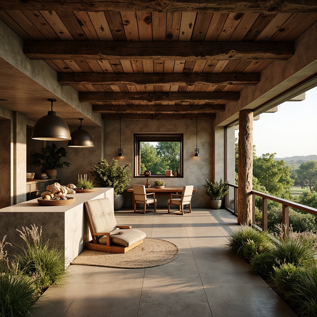 Prompt: Rustic farmhouse, weathered wood accents, exposed stone walls, earthy tones, natural textiles, reclaimed wood beams, industrial metal fixtures, brutalist architecture, organic shapes, green roofs, living walls, native plants, wildflowers, rural landscape, soft warm lighting, shallow depth of field, 2/3 composition, cinematic view, realistic weathering, ambient occlusion.