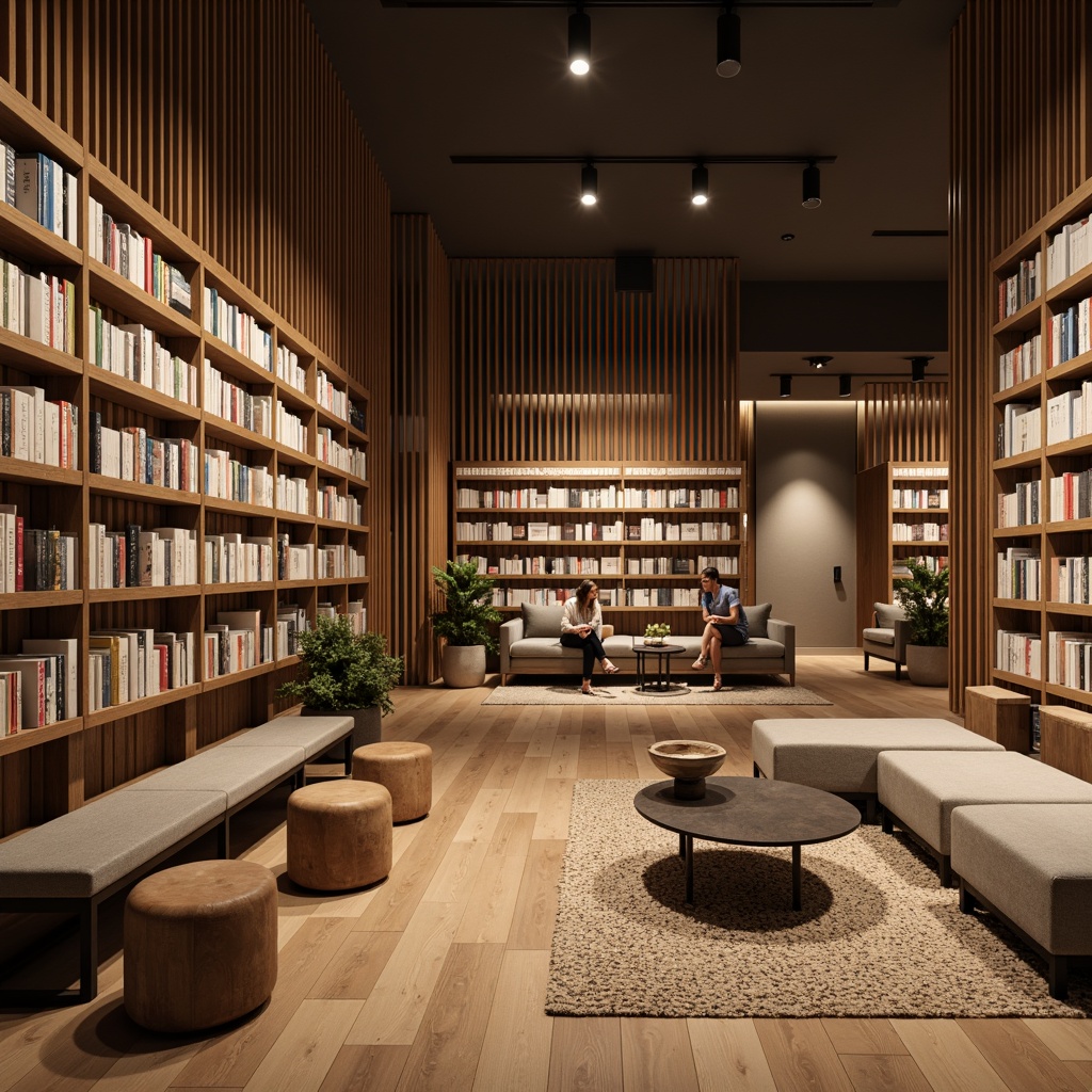 Prompt: Minimalist bookstore, wooden shelves, sparse book arrangements, soft warm lighting, comfortable reading nooks, plush armchairs, natural fiber rugs, industrial metal tables, reclaimed wood accents, modern minimalist decor, calm atmosphere, shallow depth of field, 3/4 composition, panoramic view, realistic textures, ambient occlusion.