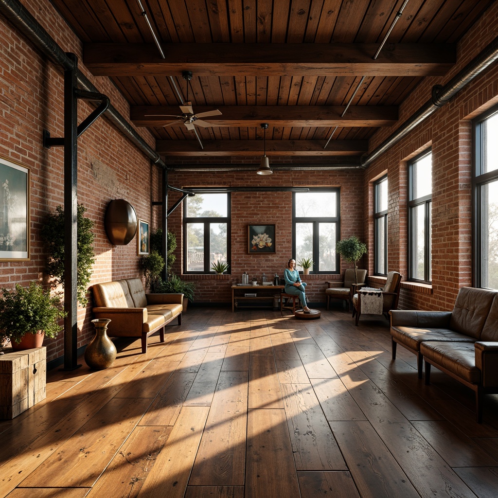 Prompt: Rustic home gym, reclaimed wood flooring, distressed wooden planks, warm earthy tones, natural textures, industrial metal accents, exposed brick walls, vintage sports equipment, antique furniture pieces, rich leather upholstery, warm overhead lighting, soft shadows, 1/1 composition, realistic reflections, ambient occlusion.