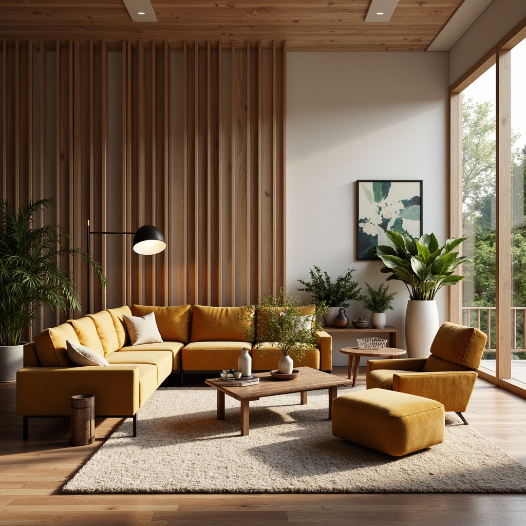 Prompt: Cozy living room, plush sofas, oversized armchairs, soft velvet upholstery, rich wood tones, warm beige carpets, minimalist coffee tables, modern floor lamps, elegant vases, lush greenery, natural light pouring in, calm atmosphere, relaxing ambiance, 1/1 composition, shallow depth of field, realistic textures, ambient occlusion.