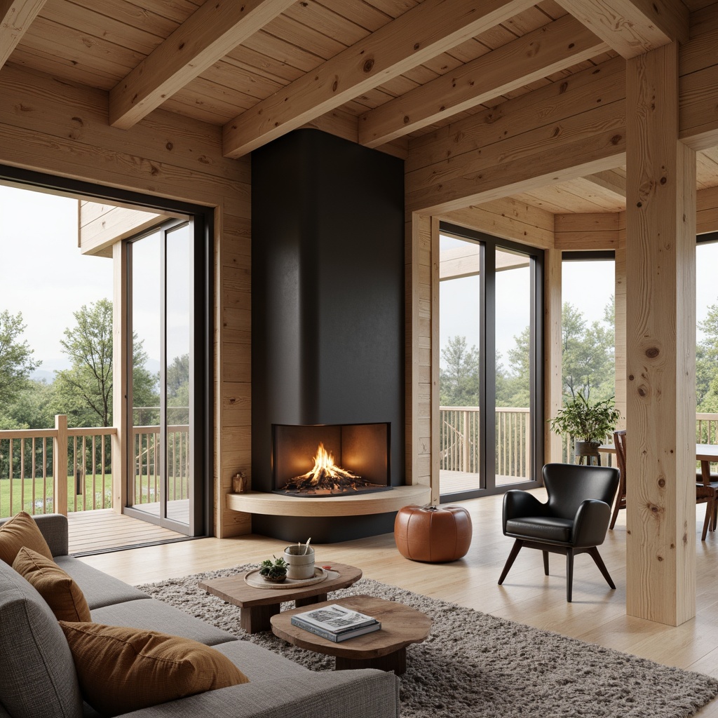 Prompt: Simple Nordic cabin, natural wood textures, minimal ornamentation, functional furniture, cozy fireplace, soft warm lighting, monochromatic color palette, clean lines, geometric shapes, clutter-free spaces, organic forms, subtle patterns, earthy tones, muted pastels, industrial materials, sleek metal accents, airy atmosphere, shallow depth of field, 1/1 composition, realistic textures, ambient occlusion.