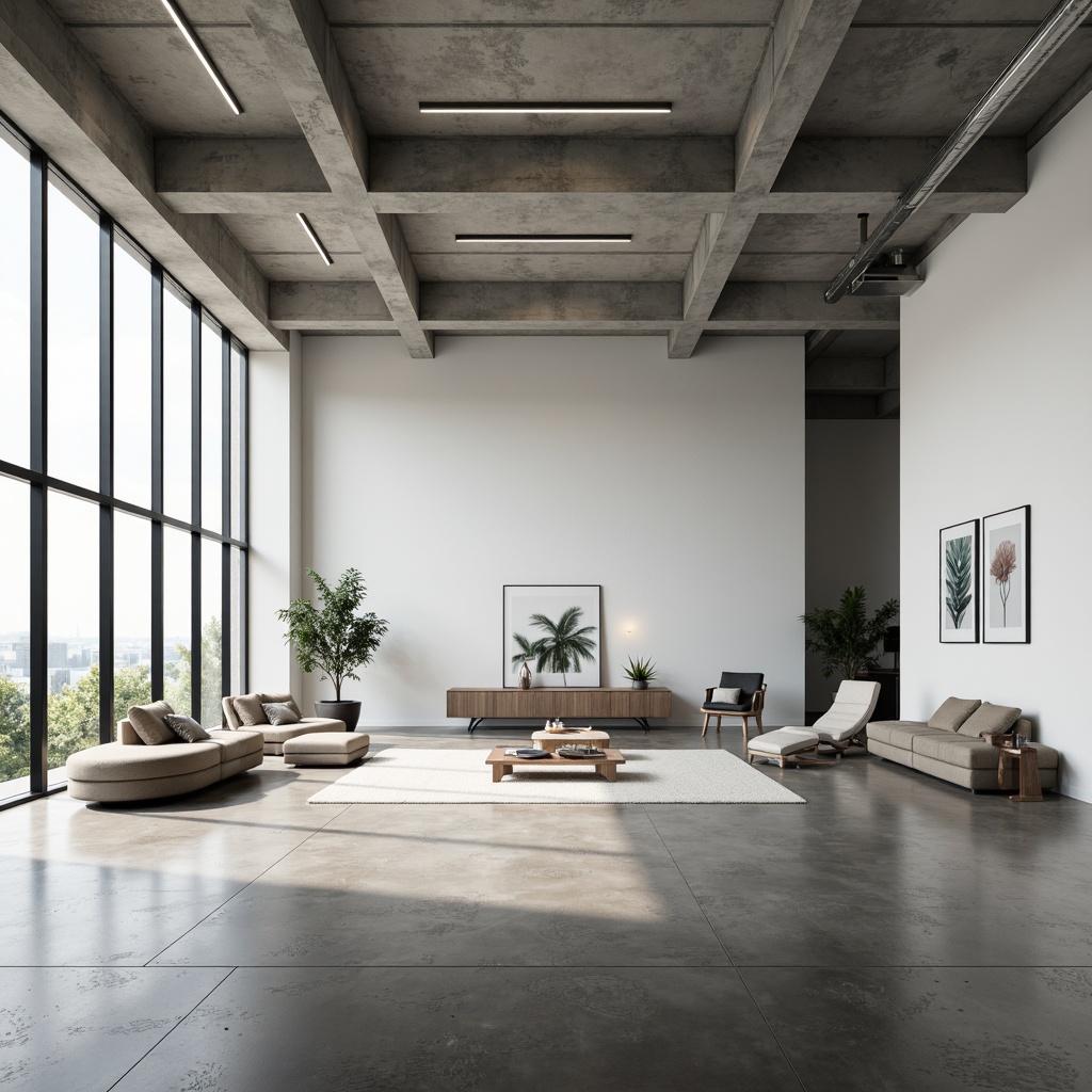 Prompt: Minimalist interior, open floor plan, sparse furniture arrangement, monochromatic color scheme, sleek metal accents, polished concrete floors, geometric shape decorations, functional storage units, hidden lighting systems, minimalist artwork, airy atmosphere, abundant natural light, shallow depth of field, 1/1 composition, panoramic view, realistic textures, ambient occlusion.