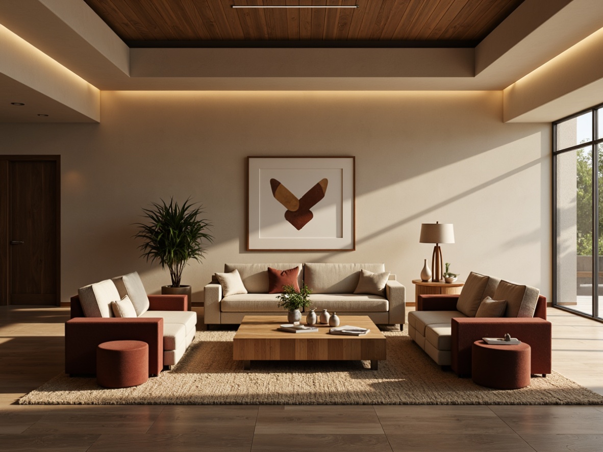 Prompt: Cozy living room, plush sofas, velvety armchairs, wooden coffee tables, soft cushions, warm lighting, beige walls, modern minimalist decor, comfortable seating arrangements, intimate atmosphere, relaxed vibe, natural textiles, earthy tones, 1/1 composition, shallow depth of field, realistic textures, ambient occlusion.