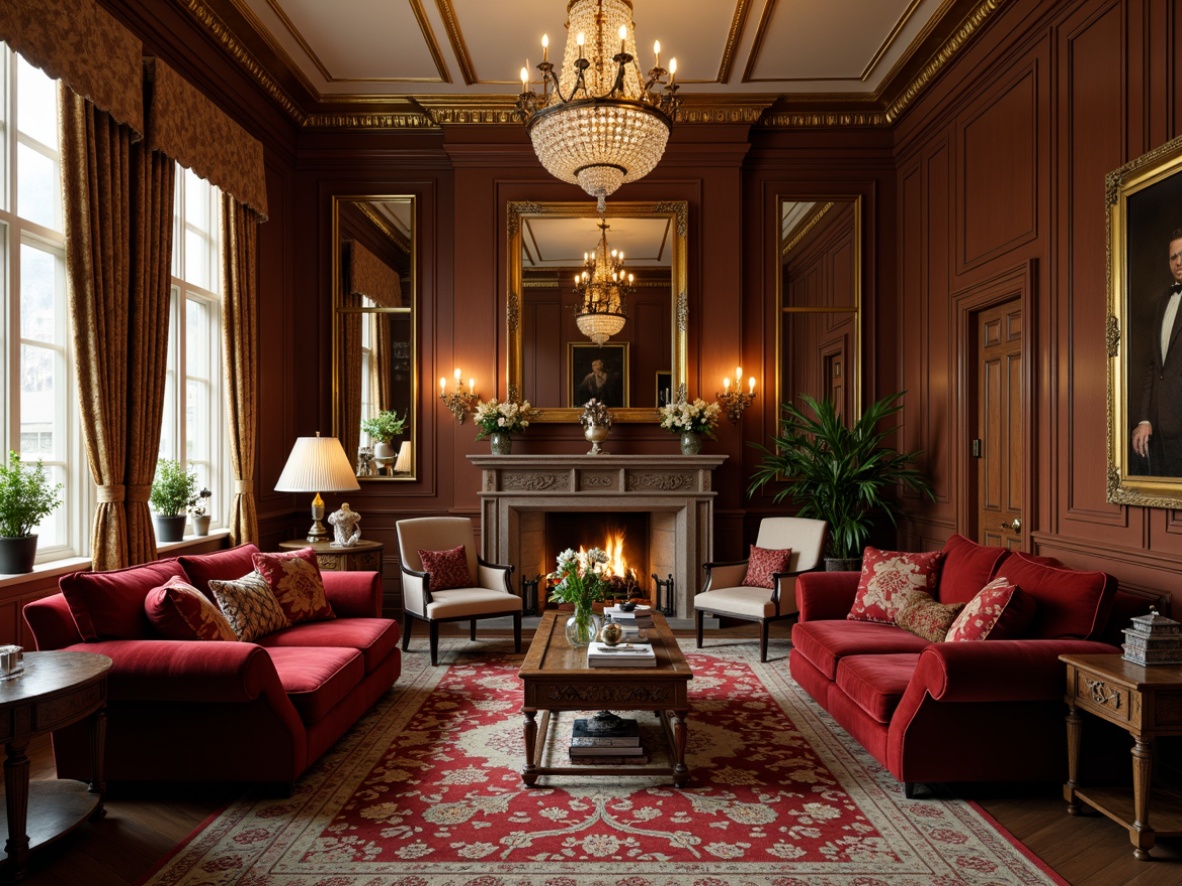 Prompt: Luxurious living room, rich velvet sofas, ornate wooden armchairs, intricately carved coffee tables, elegant crystal chandeliers, plush silk rugs, golden frame mirrors, classic oil paintings, soft warm lighting, subtle aroma of wood polish, 1/1 composition, shallow depth of field, realistic textures, ambient occlusion.