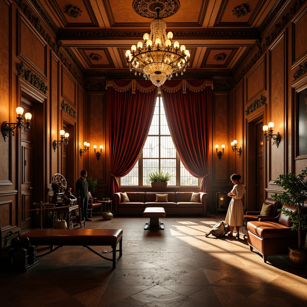 Prompt: Richly ornamented Victorian home gym, warm golden lighting, antique wooden accents, vintage dumbbells, distressed leather benches, ornate metal equipment, luxurious velvet drapes, crystal chandeliers, soft warm glow, dramatic shadows, 1/1 composition, low-angle shot, realistic textures, ambient occlusion.