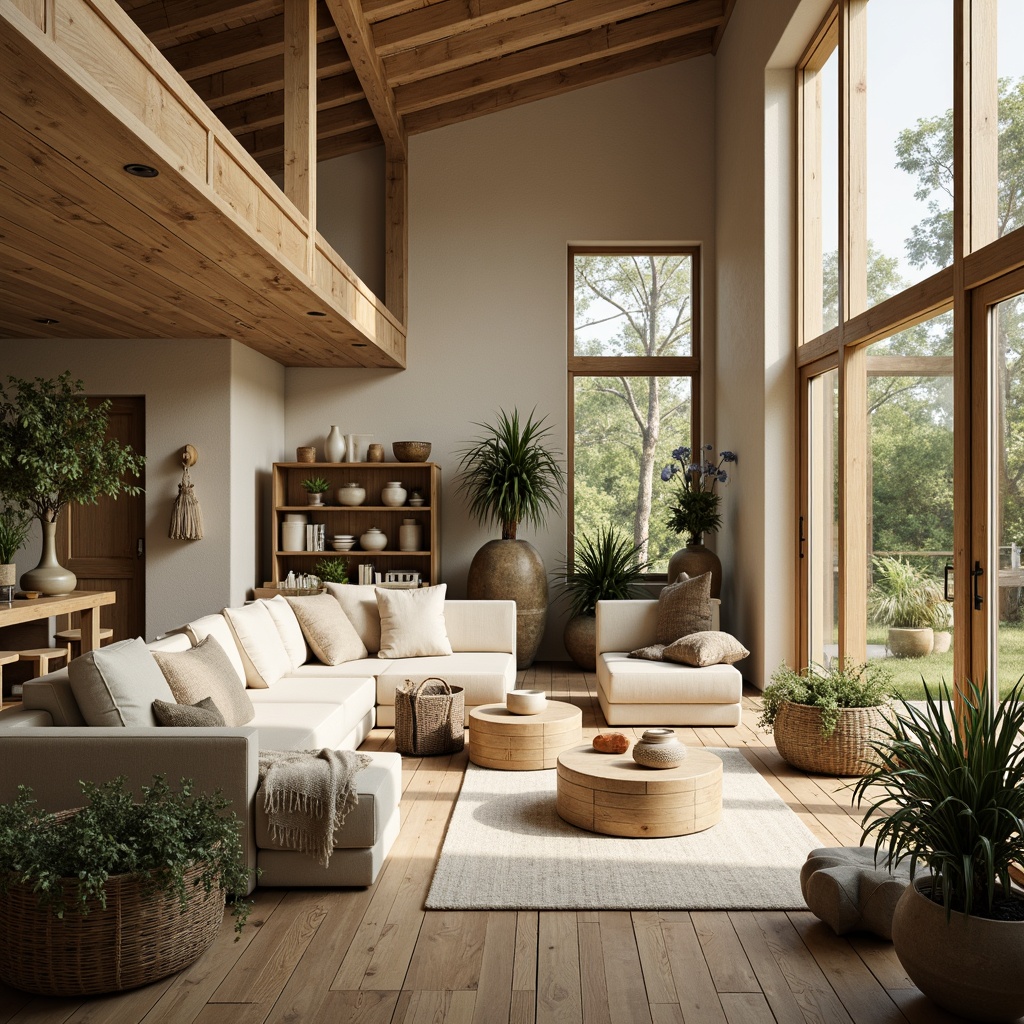 Prompt: Cozy Scandinavian villa, natural wood accents, warm beige walls, soft cream-colored furniture, plush throw blankets, woven textiles, earthy tone ceramics, minimal ornamentation, abundant greenery, lush botanicals, sunlight filtering through windows, gentle morning light, 1/1 composition, shallow depth of field, realistic wood textures, ambient occlusion.