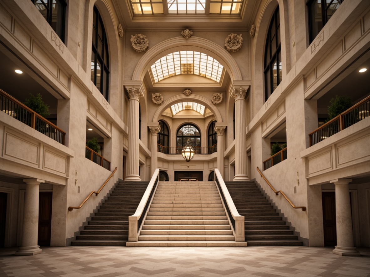 Prompt: Elegant science center, neoclassical facade, ornate moldings, ionic columns, grand entrance, sweeping staircases, polished marble floors, intricate stone carvings, vaulted ceilings, subtle warm lighting, soft focus, shallow depth of field, 1/1 composition, symmetrical framing, realistic textures, ambient occlusion.