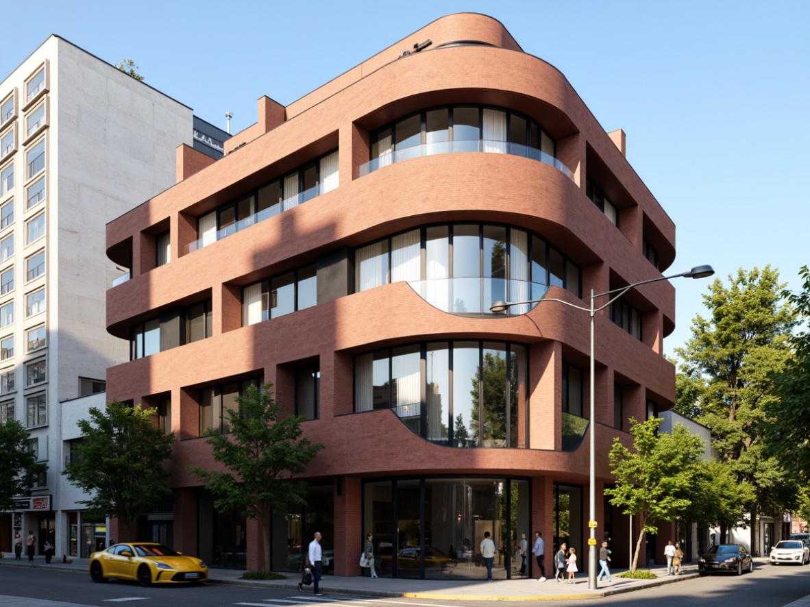 Prompt: Geometric Bauhaus building, rectangular prisms, triangular rooftops, circular windows, bold color blocking, minimalist decor, industrial materials, steel beams, concrete walls, functional simplicity, modernist architecture, urban cityscape, busy streets, afternoon sunlight, high contrast lighting, 1/1 composition, symmetrical balance, abstract patterns, grid textures, brutalist influence.