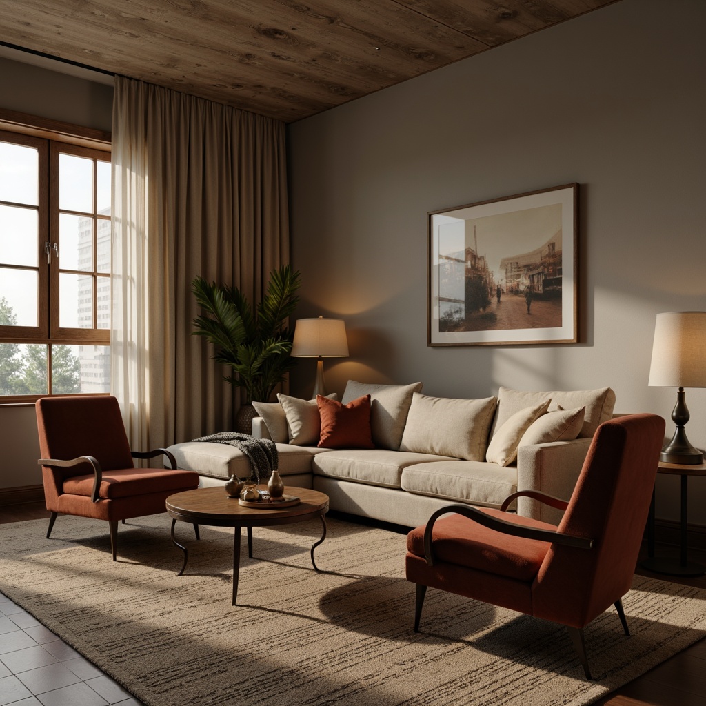 Prompt: Cozy living room, plush sectional sofa, velvet armchairs, wooden coffee tables, floor lamps, natural fabrics, earthy tones, minimalist decor, soft cushions, ergonomic design, adjustable headrests, reclining mechanisms, sturdy metal frames, warm ambient lighting, 1/2 composition, realistic textures, shallow depth of field.