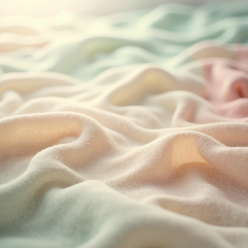 Prompt: Soft pastel hues, calming atmosphere, serene ambiance, gentle color transitions, soothing warm tones, creamy whites, pale blues, muted greens, dusty rose, earthy terracotta, natural linen textures, subtle gradient effects, 1/1 composition, shallow depth of field, soft focus, warm lighting, cozy mood.