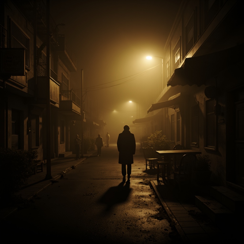 Prompt: Moody film noir atmosphere, low-key lighting, dramatic shadows, warm golden tones, cinematic color grading, foggy mist, mysterious darkness, vintage camera lenses, shallow depth of field, 2.35