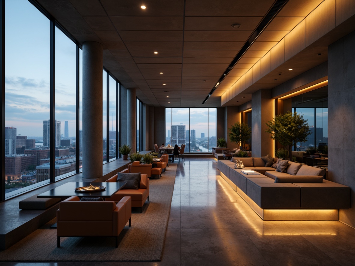 Prompt: Minimalist modern interior, streamline decor, sleek lines, polished chrome accents, luxurious fabrics, ambient warm glow, softbox lighting, recessed LED lights, floor-to-ceiling windows, natural daylight, urban cityscape views, 1/2 composition, shallow depth of field, cinematic lighting, realistic textures, subtle shadows, atmospheric mood.