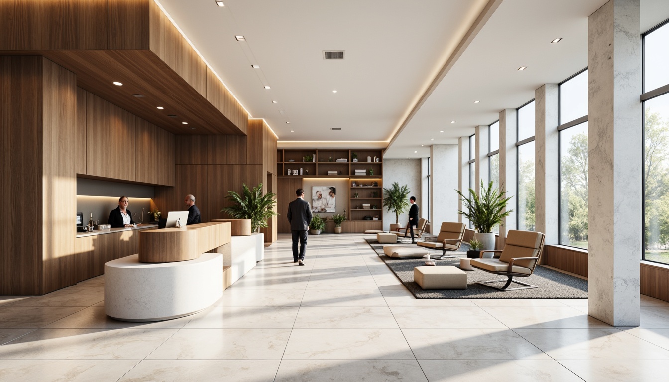 Prompt: Minimalist bank interior, neutral color palette, sleek lines, polished marble floors, simple wooden desks, ergonomic leather chairs, modern metal shelving, minimalist decorative accents, subtle textures, soft natural lighting, shallow depth of field, 3/4 composition, panoramic view, realistic reflections, ambient occlusion.