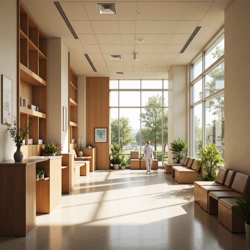 Prompt: \Soothing hospital corridors, gentle warm lighting, soft pastel colors, medical equipment, nurse stations, patient rooms, natural wood accents, calming water features, serene waiting areas, comfortable seating, warm beige walls, large windows, abundant natural light, subtle shading, 1/2 composition, realistic textures, ambient occlusion, soft box lighting, indirect illumination, anti-glare protection.\Let me know if this meets your requirements!