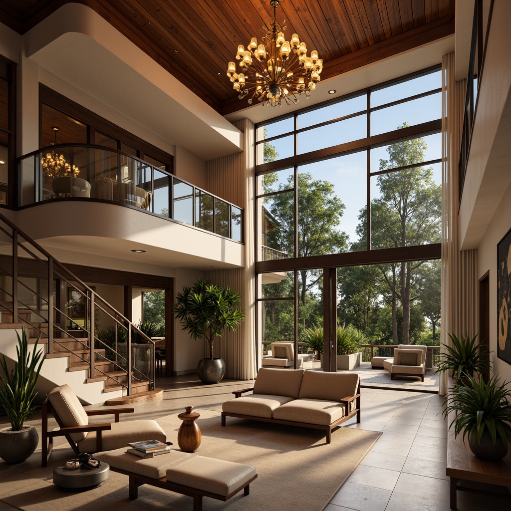 Prompt: Elegant mansion, lavish interior, grand staircase, ornate chandeliers, luxurious furnishings, rich wood accents, subtle glass features, minimalist decor, sophisticated ambiance, soft warm lighting, shallow depth of field, 1/2 composition, realistic textures, ambient occlusion, floor-to-ceiling windows, sliding glass doors, transparent railings, sleek metal frames, fusion of modern and traditional styles.