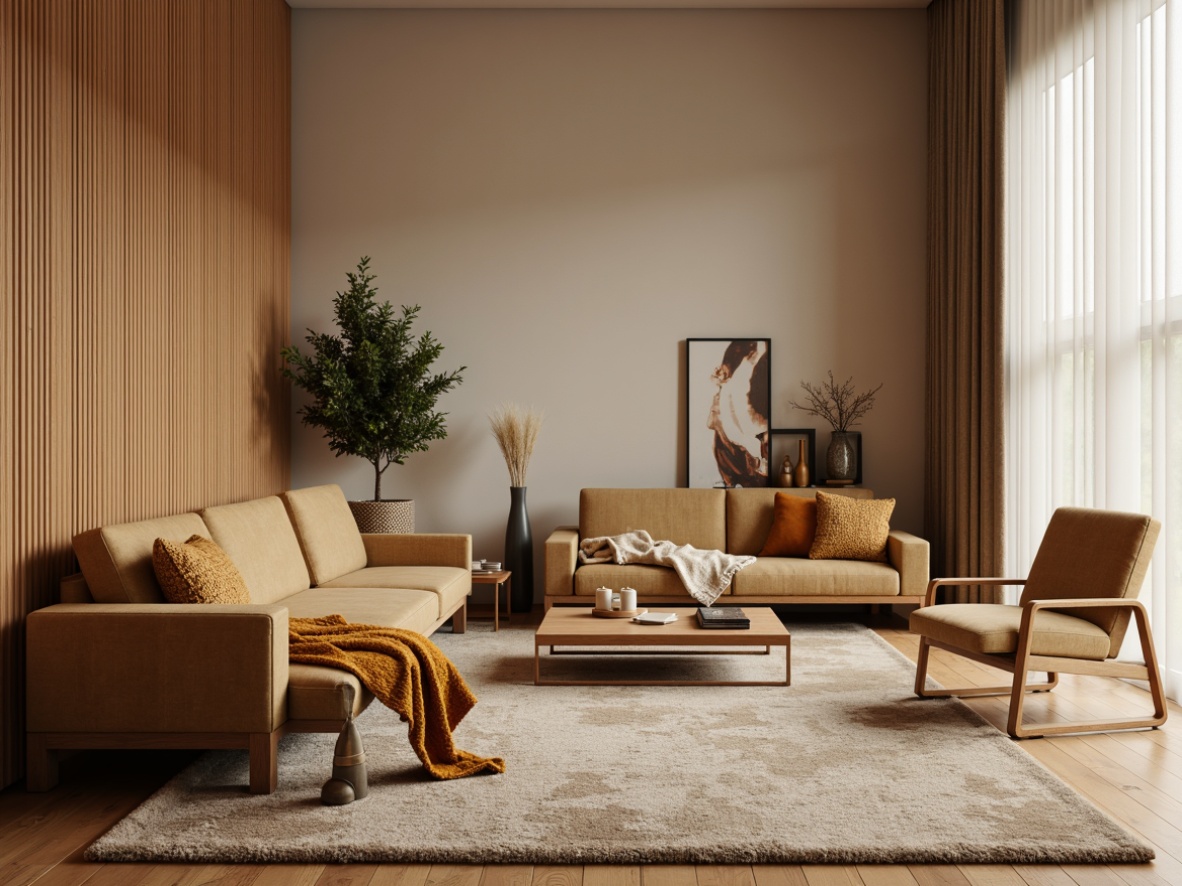 Prompt: Cozy living room, plush throw blankets, soft velvet sofas, warm beige carpets, natural wood accents, modern minimalist decor, comfortable ergonomic chairs, subtle texture patterns, earthy tone colors, soft warm lighting, shallow depth of field, 3/4 composition, realistic fabric textures, ambient occlusion.