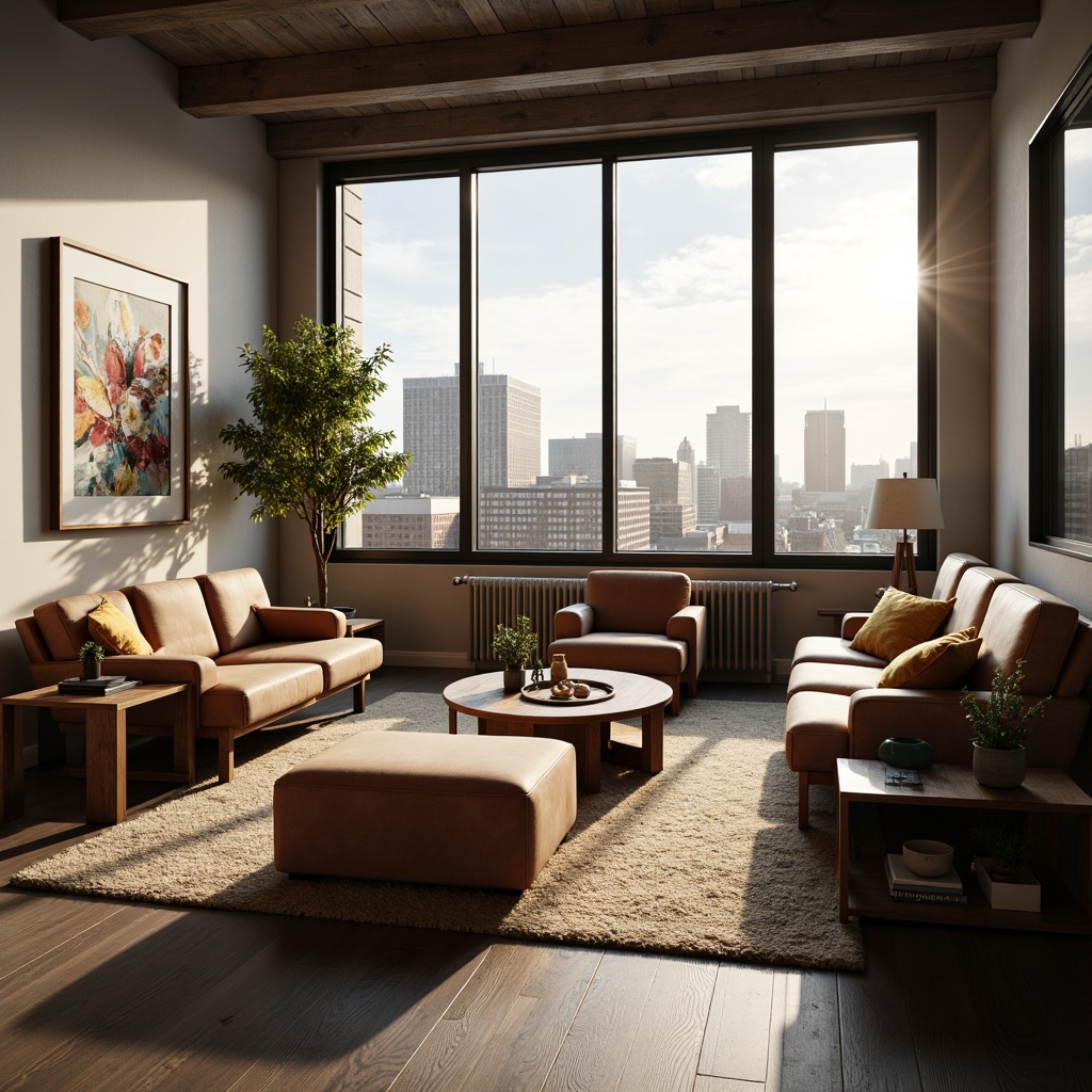 Prompt: Cozy living room, plush sofas, comfortable armchairs, wooden coffee tables, soft cushions, warm lighting, intimate atmosphere, relaxing ambiance, calming colors, textured rugs, natural fabrics, ergonomic design, adjustable headrests, reclining mechanisms, storage compartments, minimalist decor, modern aesthetic, urban loft style, large windows, cityscape views, sunny afternoons, soft gentle breeze.