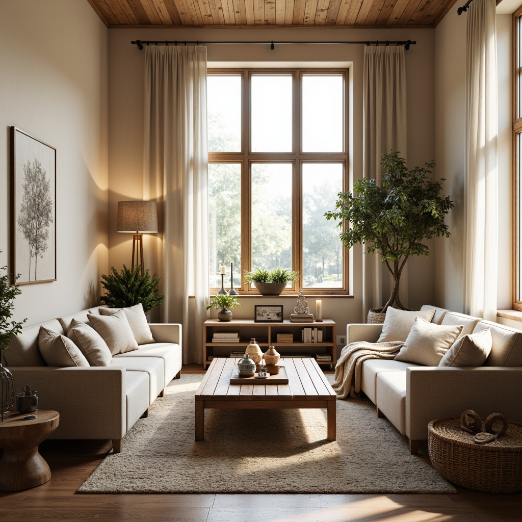 Prompt: Cozy Scandinavian family room, natural wood accents, warm beige walls, plush throw blankets, comfortable sectional sofas, rustic wooden coffee tables, woven wicker baskets, soft candlelight, calming greenery, minimalist decorative objects, subtle geometric patterns, light-filled atmosphere, airy floor-to-ceiling windows, sheer white curtains, neutral-toned area rugs, inviting reading nooks, built-in shelving units, warm-toned wood flooring, nature-inspired artwork, ambient warm lighting, shallow depth of field, 3/4 composition, realistic textures.