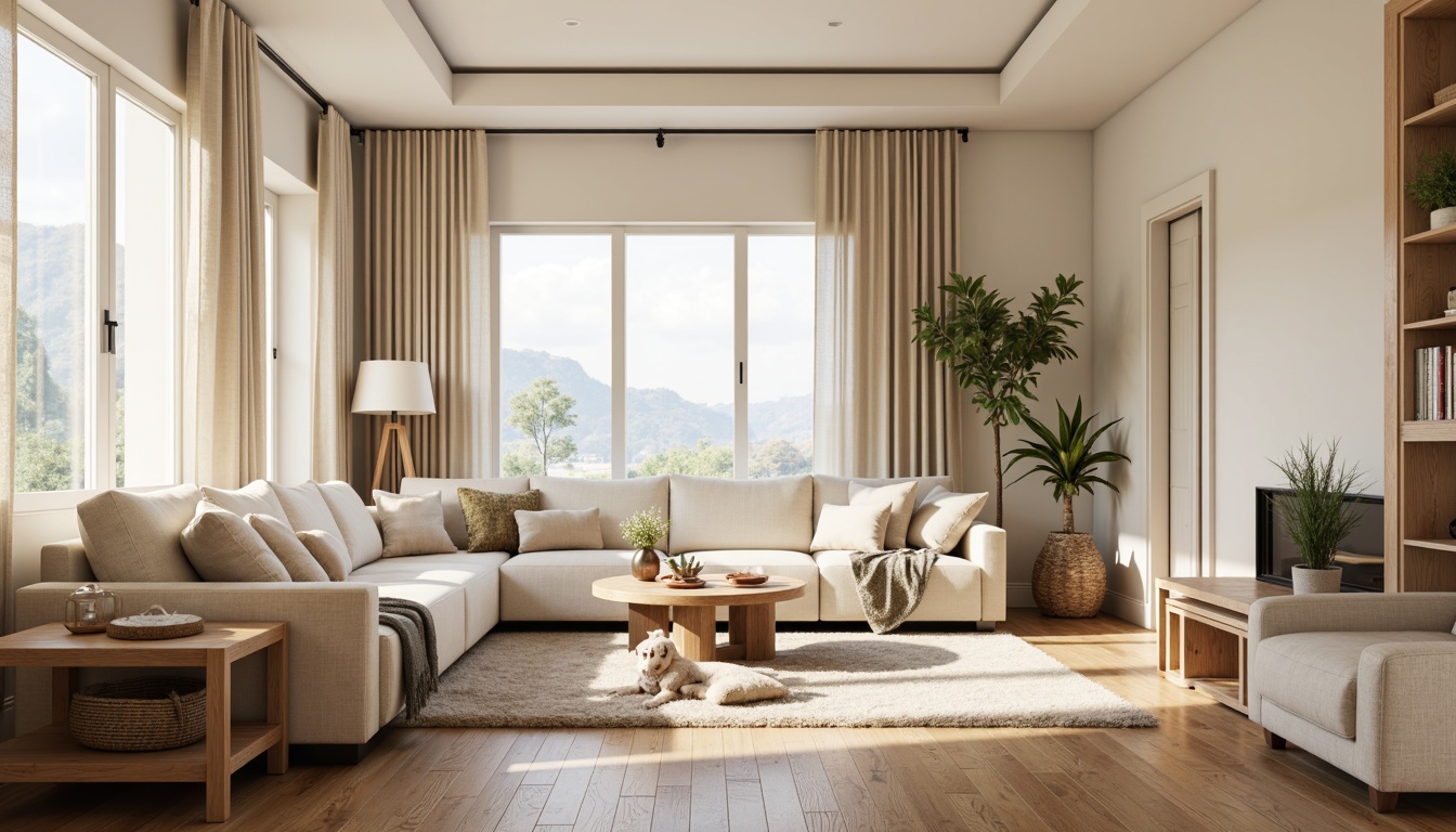 Prompt: Cozy Scandinavian family room, light-filled space, minimalist decor, comfortable sofas, wooden coffee tables, plush throw blankets, warm beige walls, creamy white ceilings, natural oak flooring, modern pendant lamps, soft diffused lighting, 1/1 composition, intimate atmosphere, realistic textures, ambient occlusion.