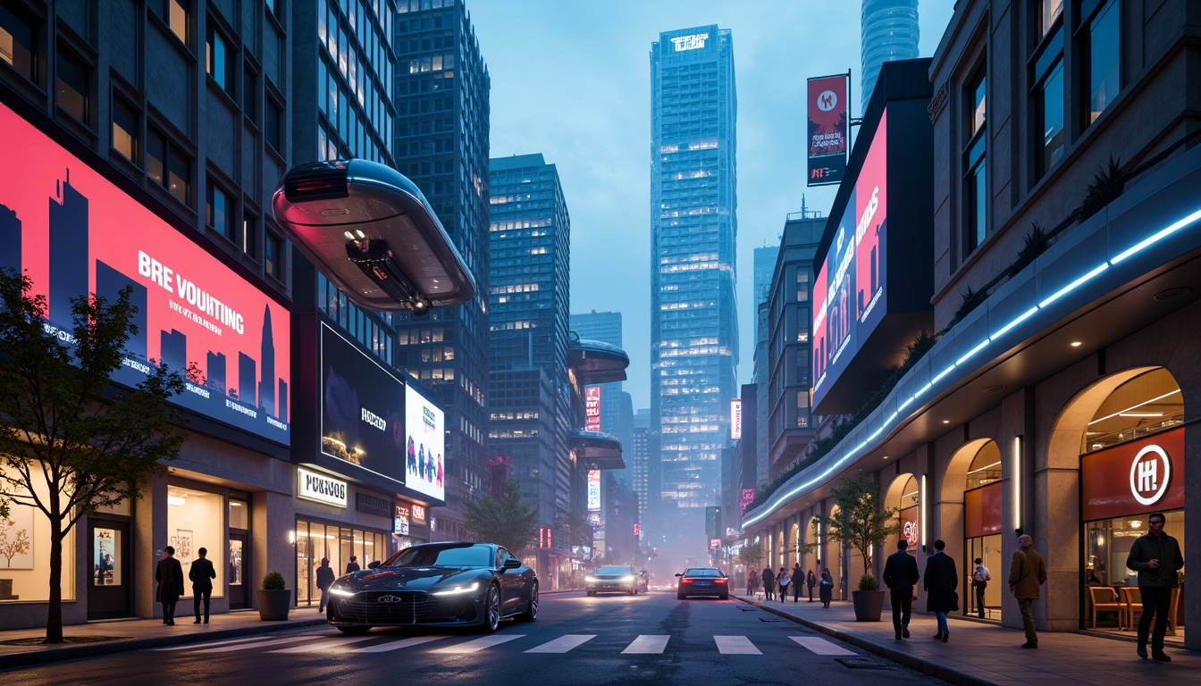 Prompt: Futuristic ambiance, neon-lit cityscape, towering skyscrapers, holographic advertisements, levitating transportation pods, luminescent streetlights, iridescent LED strips, glowing accents, metallic surfaces, sleek curves, minimalist decor, ambient Occlusion, soft focus, cinematic lighting, 1/2 composition, atmospheric fog, misty veil, vibrant color grading, cyberpunk aesthetic, dynamic light trails, pulsing rhythms, immersive atmosphere.