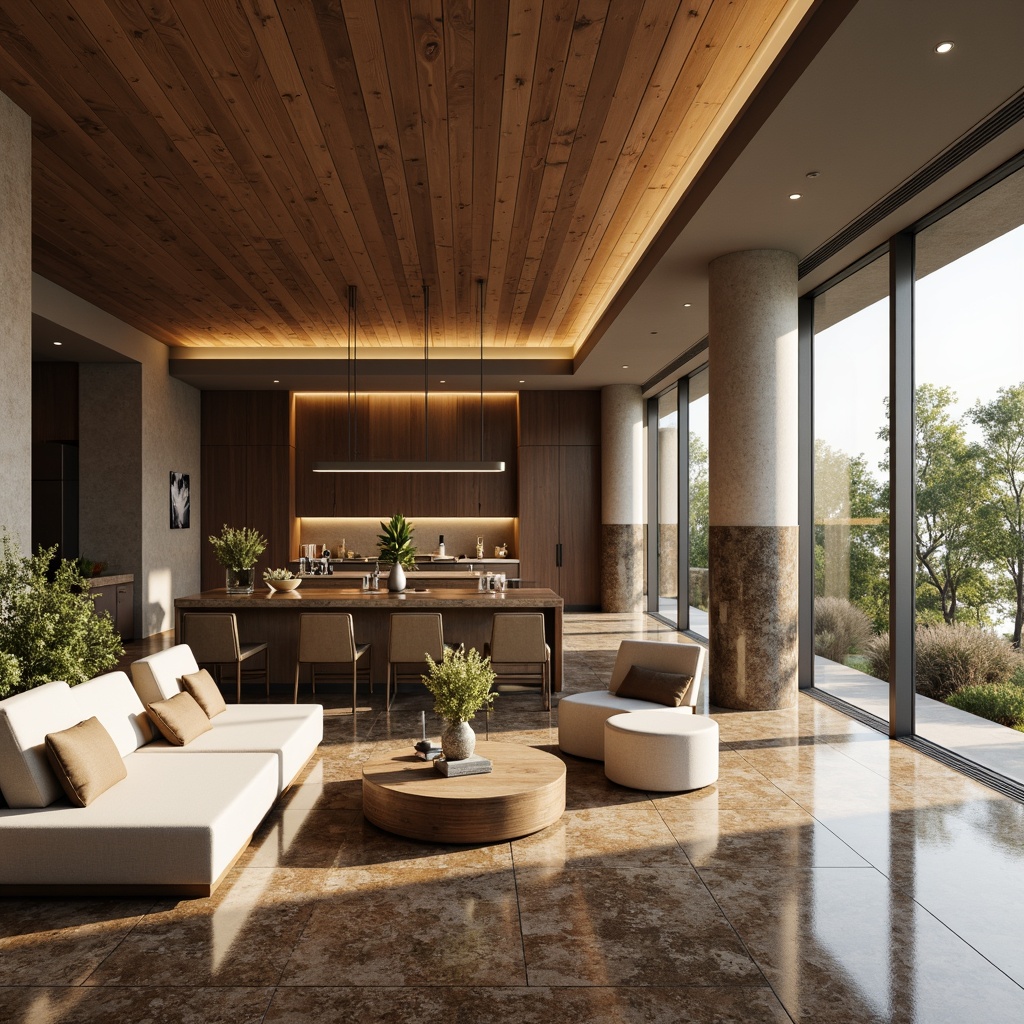 Prompt: Luxurious interior, polished granite countertops, natural stone flooring, elegant furniture, sophisticated lighting fixtures, warm earthy tones, rich textures, modern minimalist decor, spacious open-plan living areas, floor-to-ceiling windows, abundant natural light, subtle shadows, high-contrast 1/2 composition, detailed renders, realistic material simulations, ambient occlusion.