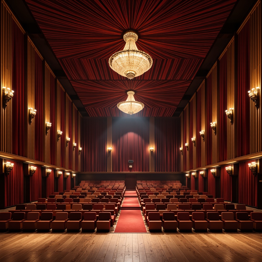 Prompt: Luxurious auditorium interior, rich velvet curtains, polished wooden floors, elegant chandeliers, sophisticated acoustic panels, premium leather seats, ornate gold details, lavish red carpeting, refined sound systems, dramatic spotlights, warm ambient lighting, 1/1 composition, intimate atmosphere, realistic reflections, detailed textures.