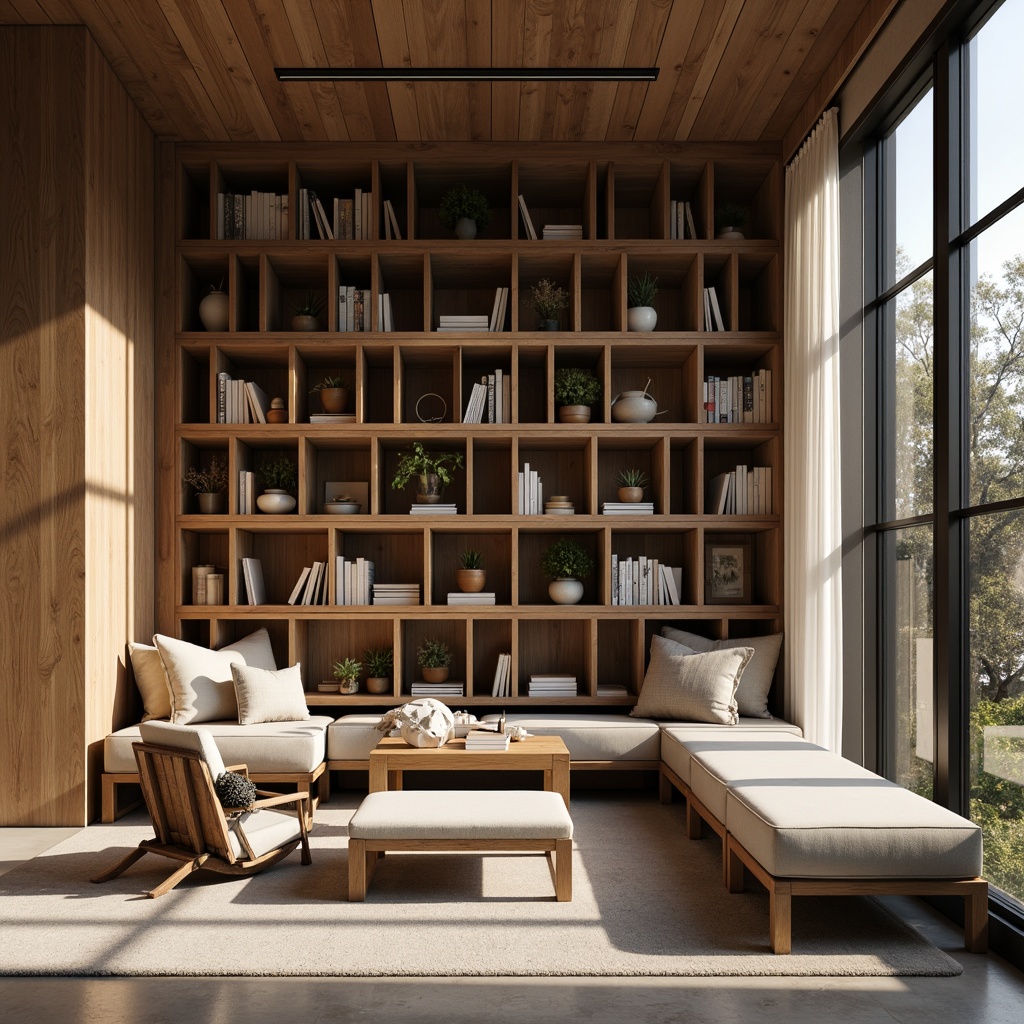 Prompt: Cozy reading nook, built-in bookshelves, plush cushions, wooden accents, floor-to-ceiling windows, natural light, minimalist decor, modern architecture, sleek lines, functional storage, hidden compartments, sliding doors, soft warm lighting, 3/4 composition, shallow depth of field, realistic textures, ambient occlusion.