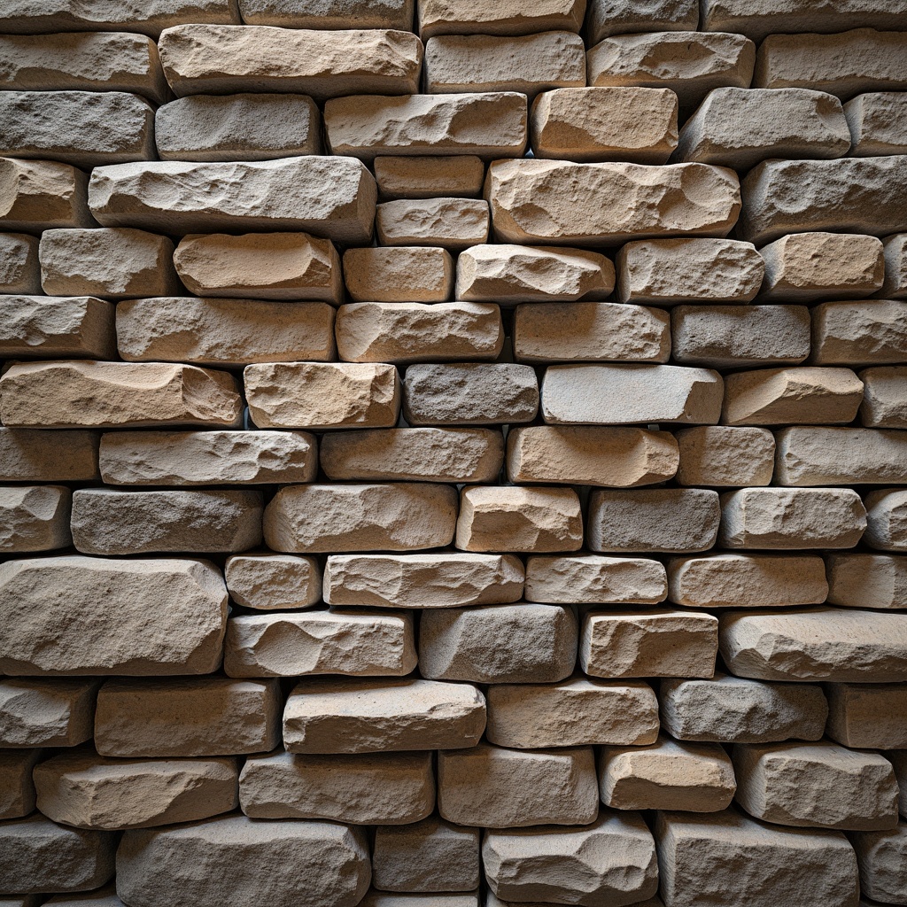 Prompt: Rustic stone walls, rough-hewn granite, weathered limestone, natural rock formations, earthy tones, organic textures, distressed finishes, matte surfaces, subtle color variations, irregular shapes, jagged edges, warm ambient lighting, high-contrast shading, detailed normal maps, realistic material responses.