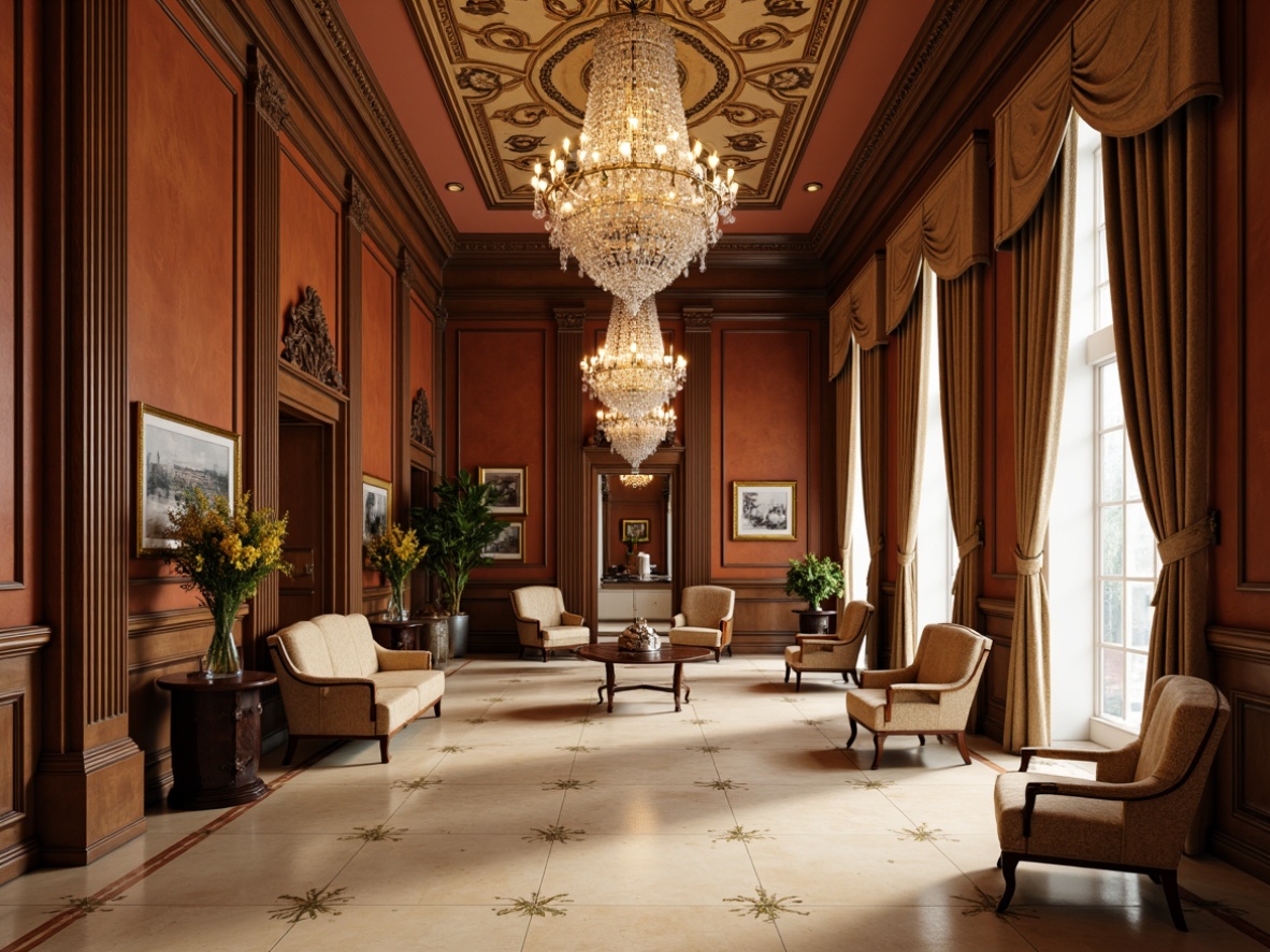 Prompt: Elegant mansion interior, rich wood paneling, ornate moldings, crystal chandeliers, lavish furnishings, subtle glass accents, delicate filigree patterns, creamy marble floors, soft warm lighting, shallow depth of field, 1/1 composition, realistic textures, ambient occlusion, stately columns, sweeping archways, refined proportions, classical motifs, intricate carvings, luxurious fabrics, subtle reflective surfaces.