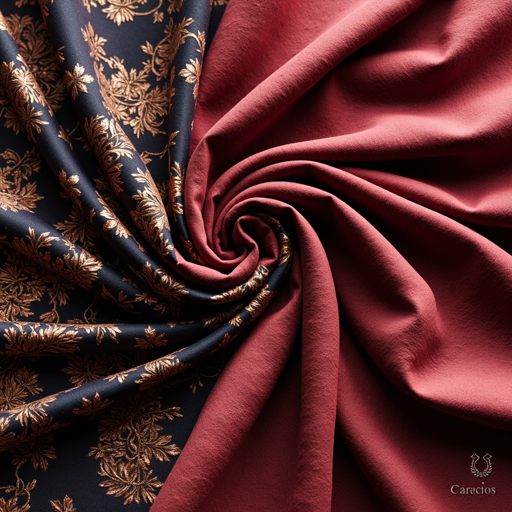 Prompt: Luxurious velvet fabrics, rich jewel-toned colors, soft plush piles, subtle sheen effects, elegant drapery, ornate patterns, intricate embroidery, metallic accents, sophisticated upholstery, refined linen textures, natural fiber blends, earthy tone palettes, organic woven structures, harmonious color schemes, balanced contrast ratios, 1/1 composition, realistic fabric simulations, ambient lighting enhancements.