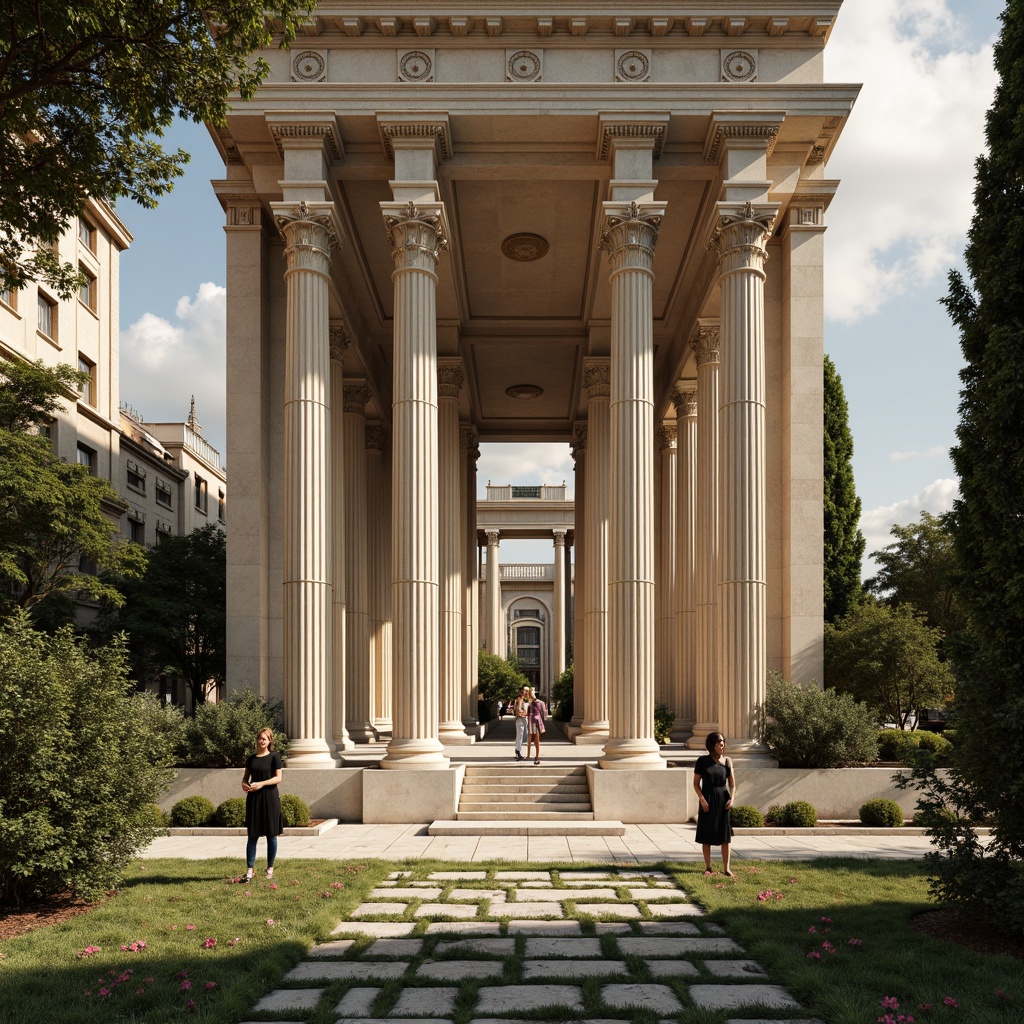 Prompt: Elegant ancient columns, ornate capitals, fluted shafts, classic Greek architecture, serene temple surroundings, lush greenery, subtle warm lighting, shallow depth of field, 3/4 composition, panoramic view, realistic textures, ambient occlusion, intricate carvings, ornamental moldings, symmetrical facades, harmonious proportions, balanced compositions.