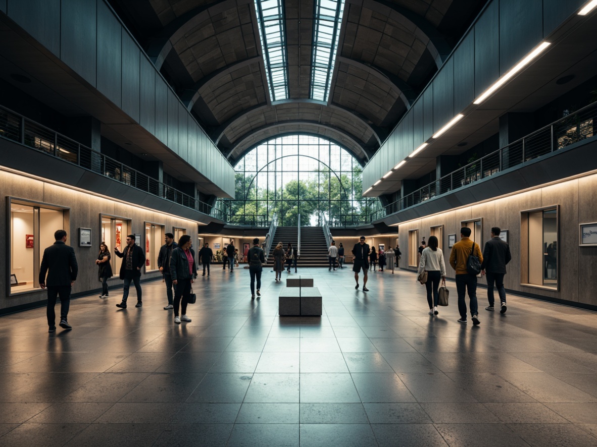 Prompt: Modern metro station interior, sleek lines, minimalist design, polished concrete floors, glossy ceramic tiles, metallic accents, subtle lighting, urban atmosphere, busy pedestrian traffic, rush hour scenes, morning commute, evening rush, natural stone walls, stainless steel railings, futuristic architecture, high-contrast color scheme, dramatic shadows, 1/2 composition, low-angle shot, wide-aperture lens, soft focus, ambient occlusion.