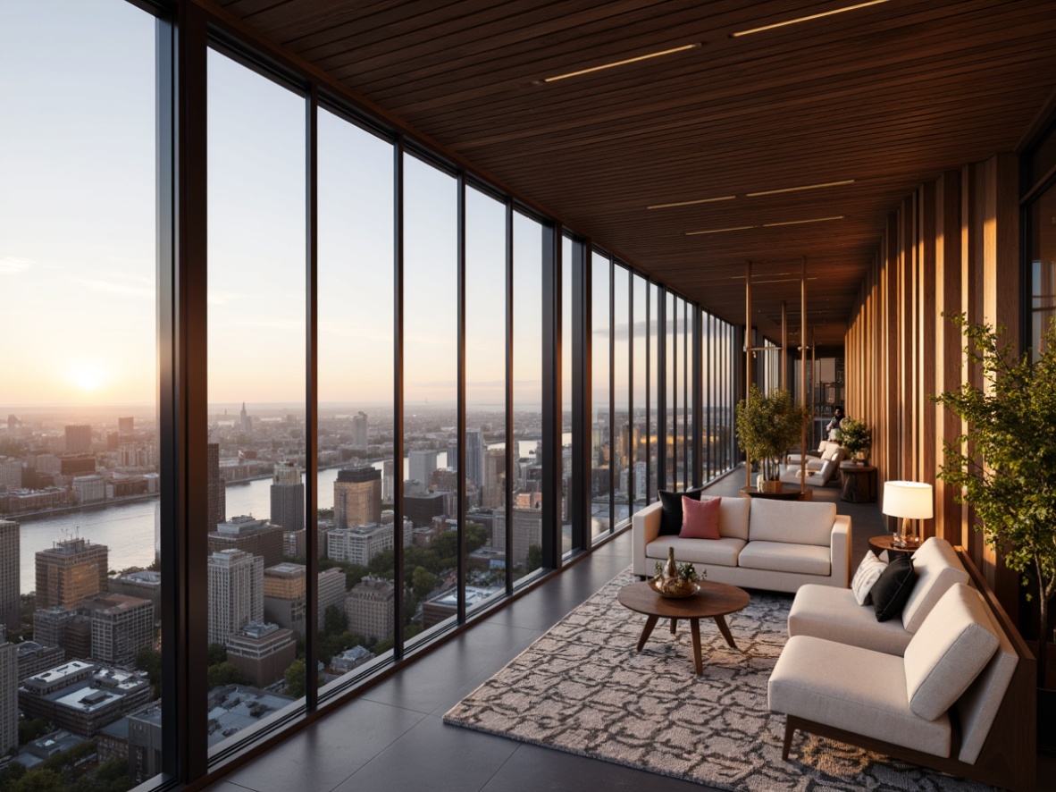 Prompt: Luxurious penthouse, sleek modern architecture, floor-to-ceiling windows, breathtaking cityscape views, opulent interiors, rich wood accents, lavish furnishings, bold geometric patterns, metallic sheen, warm neutral tones, creamy whites, deep charcoal greys, soft blush pinks, velvety blacks, dramatic lighting effects, subtle texture contrasts, sophisticated ambiance, 1/1 composition, shallow depth of field, warm golden hour lighting.