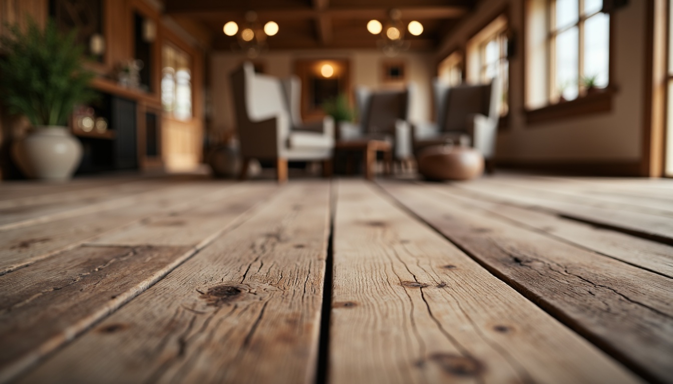 Prompt: Rustic farmhouse, wooden accents, vintage decor, distressed wood flooring, reclaimed barnwood planks, wide plank floors, matte finish, natural oak wood, herringbone pattern, brick red color tone, warm beige tones, earthy undertones, soft warm lighting, shallow depth of field, 3/4 composition, realistic textures, ambient occlusion.