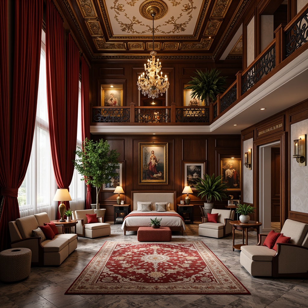 Prompt: Opulent mansion, lavish furnishings, plush velvet drapes, intricately patterned rugs, richly upholstered sofas, majestic chandeliers, ornate wooden accents, marble floors, grand staircase, luxurious bedding, sumptuous throw blankets, soft warm lighting, shallow depth of field, 3/4 composition, realistic textures, ambient occlusion.