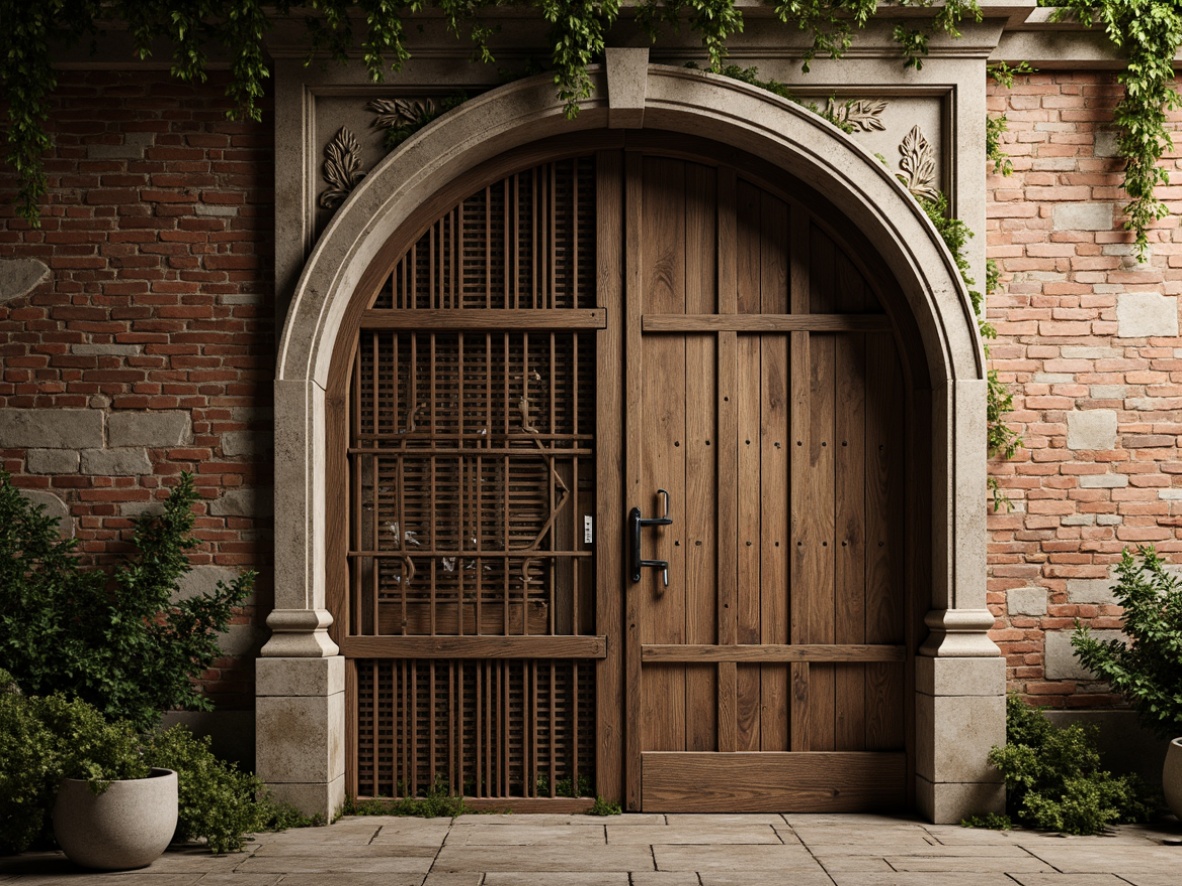 Prompt: Rustic stone walls, worn brick surfaces, distressed wooden planks, aged metal grates, rough concrete textures, moss-covered stones, ivy-clad walls, intricate carvings, ornate moldings, warm golden lighting, shallow depth of field, 1/2 composition, realistic normal maps, ambient occlusion.