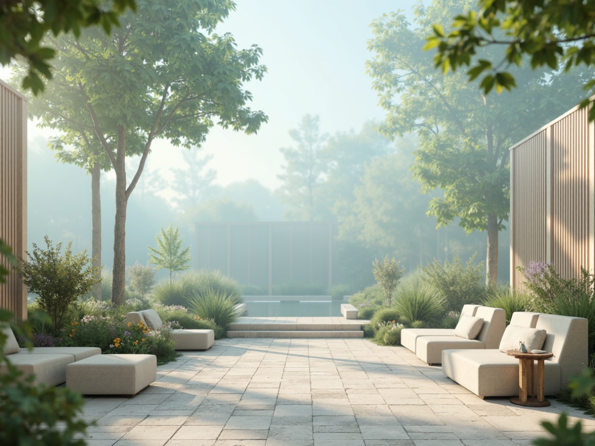 Prompt: Soothing serenity atmosphere, soft pastel colors, calming blue hues, gentle cream tones, muted greenery, warm beige accents, natural stone textures, weathered wood elements, delicate floral patterns, subtle gradient effects, dreamy misty lighting, shallow depth of field, 1/1 composition, realistic renderings, ambient occlusion.