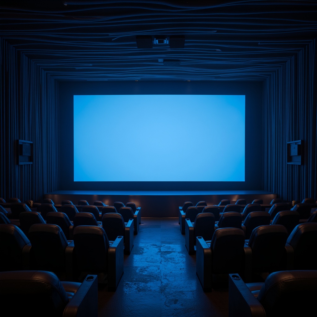 Prompt: Luxurious cinema interior, premium leather seats, curved screen wall, optimal screen placement, cinematic sound system, dark blue ambiance, subtle floor lighting, comfortable tiered seating, futuristic projection technology, massive LED display, immersive viewing experience, 1/1 composition, soft focus blur, cinematic color grading, atmospheric misting, velvety drapes, elegant chrome accents.