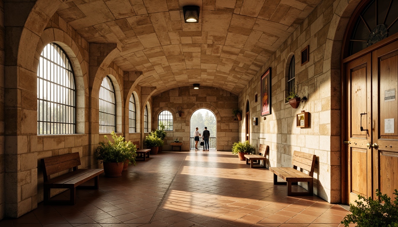 Prompt: Rustic metro station, distressed stone walls, vintage ceramic tiles, ornate ironwork, warm beige tones, soft golden lighting, earthy terracotta floors, worn wooden benches, elegant curved lines, classic French country flair, subtle floral patterns, muted greenery, atmospheric misting, shallow depth of field, 1/2 composition, realistic textures, ambient occlusion.