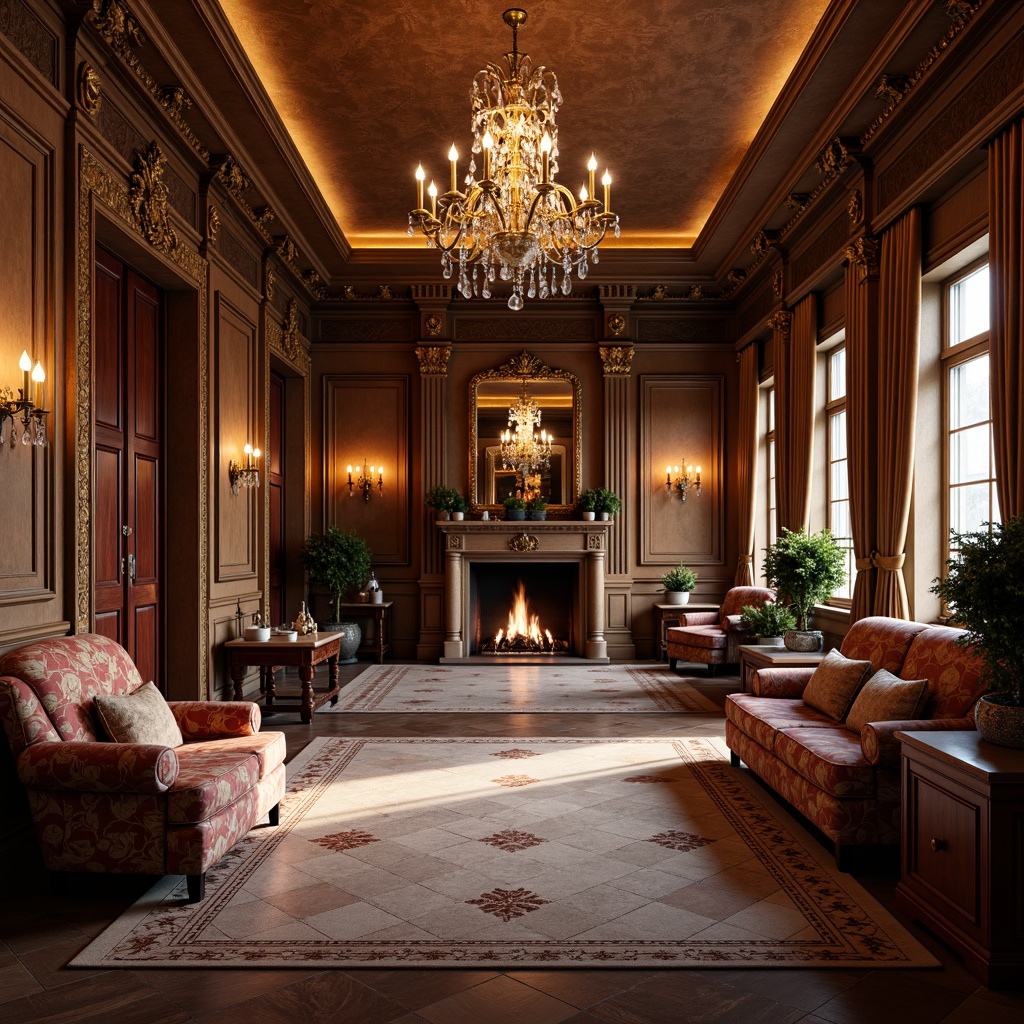 Prompt: Elegant classic mansion, ornate furnishings, rich wood tones, velvety upholstery, carved wooden accents, gilded details, crystal chandeliers, marble floors, intricate moldings, soft warm lighting, shallow depth of field, 3/4 composition, realistic textures, ambient occlusion.