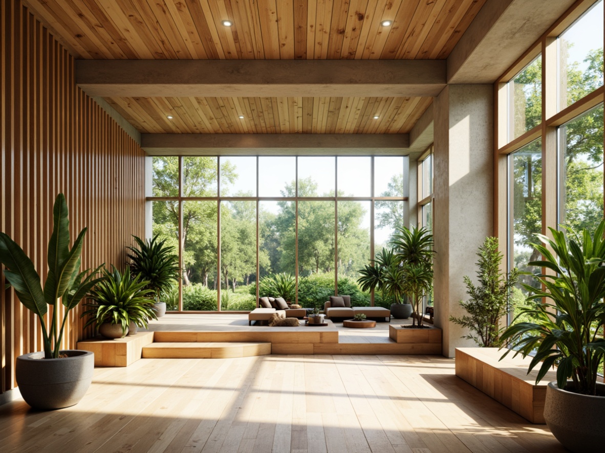 Prompt: Vibrant sunlit rooms, floor-to-ceiling windows, minimal obstructions, airy atmosphere, natural ventilation, greenery views, lush plants, reclaimed wood accents, earthy color palette, warm beige tones, soft diffused lighting, shallow depth of field, 1/1 composition, panoramic view, realistic textures, ambient occlusion.