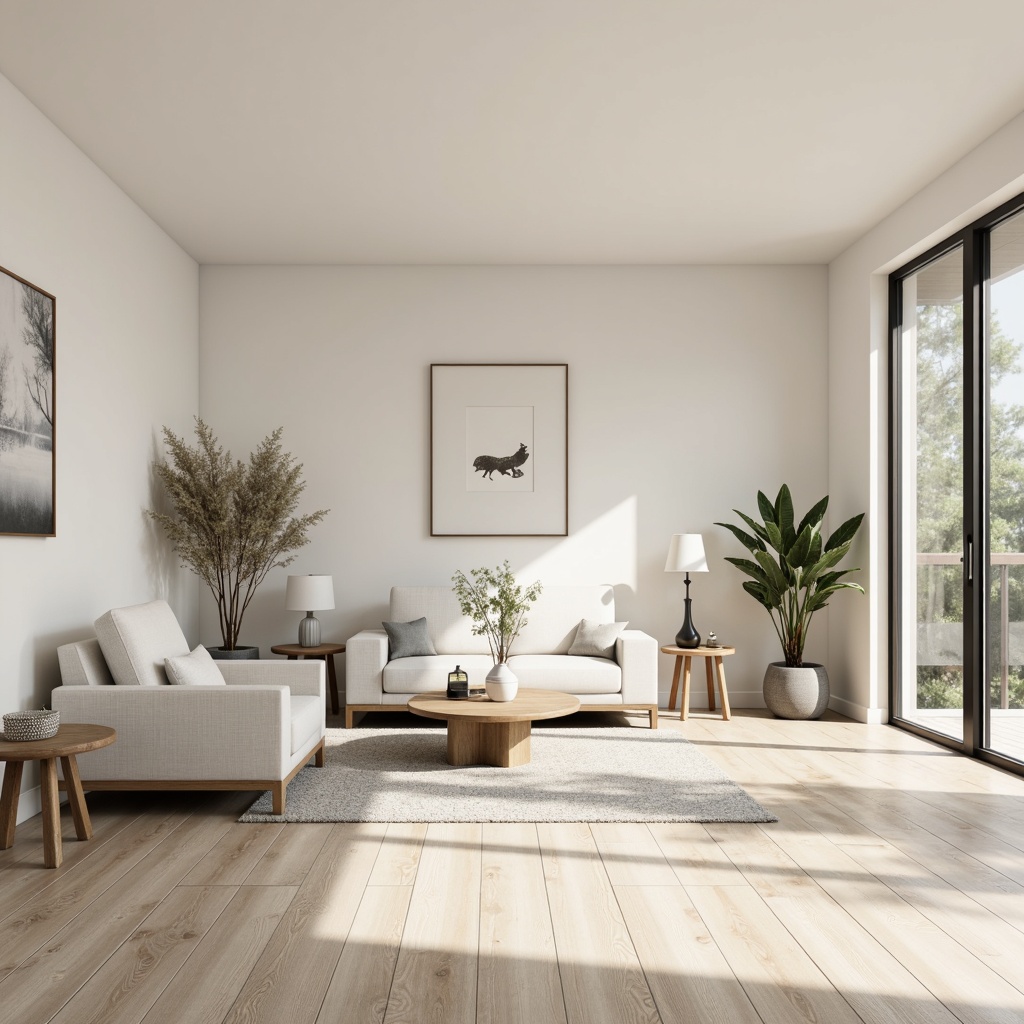 Prompt: Monochromatic interior, creamy whites, soft grays, warm beiges, natural woods, matte finishes, subtle textures, clean lines, minimal decor, functional furniture, ample negative space, indirect lighting, soft shadows, 1/1 composition, realistic rendering, ambient occlusion.