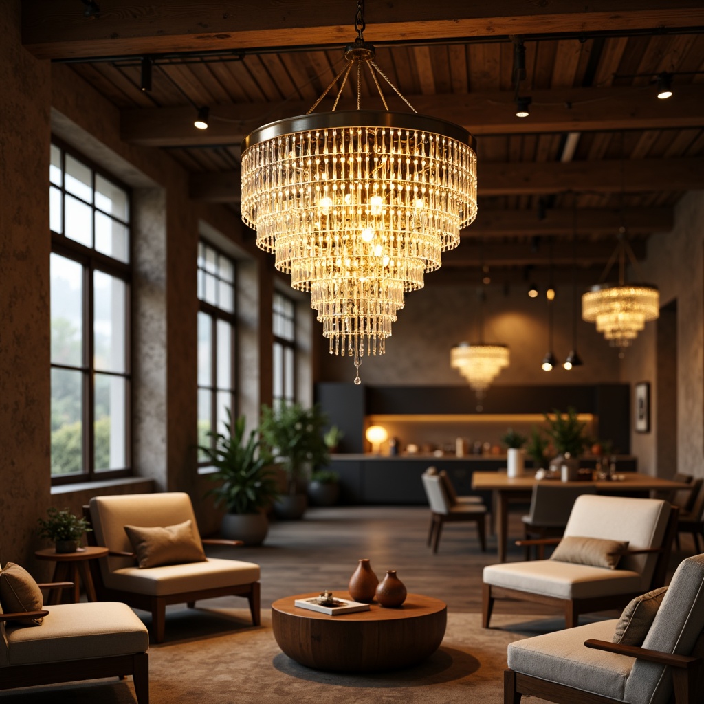 Prompt: Elegant living room, sophisticated chandelier, luxurious crystal drops, warm golden lighting, modern pendant lamps, sleek metal shades, industrial-chic exposed bulbs, minimalist ceiling fixtures, rustic wooden accents, cozy atmosphere, soft warm glow, 1/1 composition, realistic reflections, ambient occlusion.