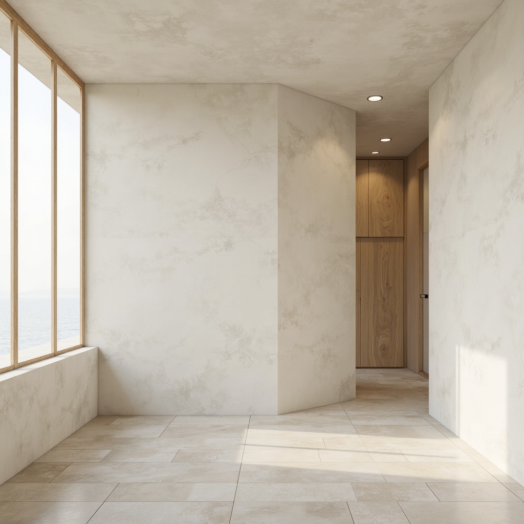 Prompt: Minimalist interior, monochromatic color scheme, soft creamy whites, gentle beiges, calming grays, subtle taupes, natural wood accents, sleek metal frames, sparse decorative elements, ample negative space, airy atmosphere, soft diffused lighting, 1/1 composition, realistic textures, ambient occlusion.