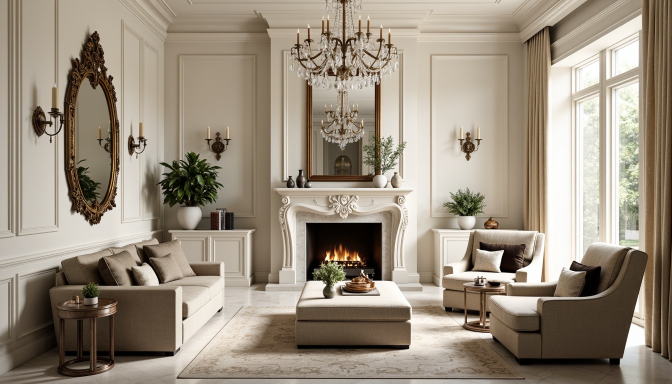 Prompt: Luxurious living room, marble accents, creamy white walls, polished chrome fixtures, elegant furnishings, plush velvet sofas, ornate mirrors, crystal chandeliers, high ceilings, natural light pouring in, subtle warm lighting, shallow depth of field, 1/1 composition, realistic textures, ambient occlusion.