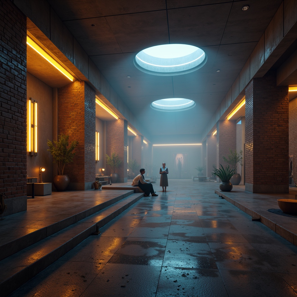 Prompt: Ethereal monastery interior, futuristic ambiance, soft warm glow, ambient Occlusion, LED strip lights, neon accents, minimalist decor, sleek lines, monastic simplicity, industrial chic, exposed brick walls, polished concrete floors, stainless steel fixtures, holographic projections, misty atmosphere, subtle color grading, high contrast lighting, dramatic shadows, 1/1 composition, narrow aperture, cinematic mood.